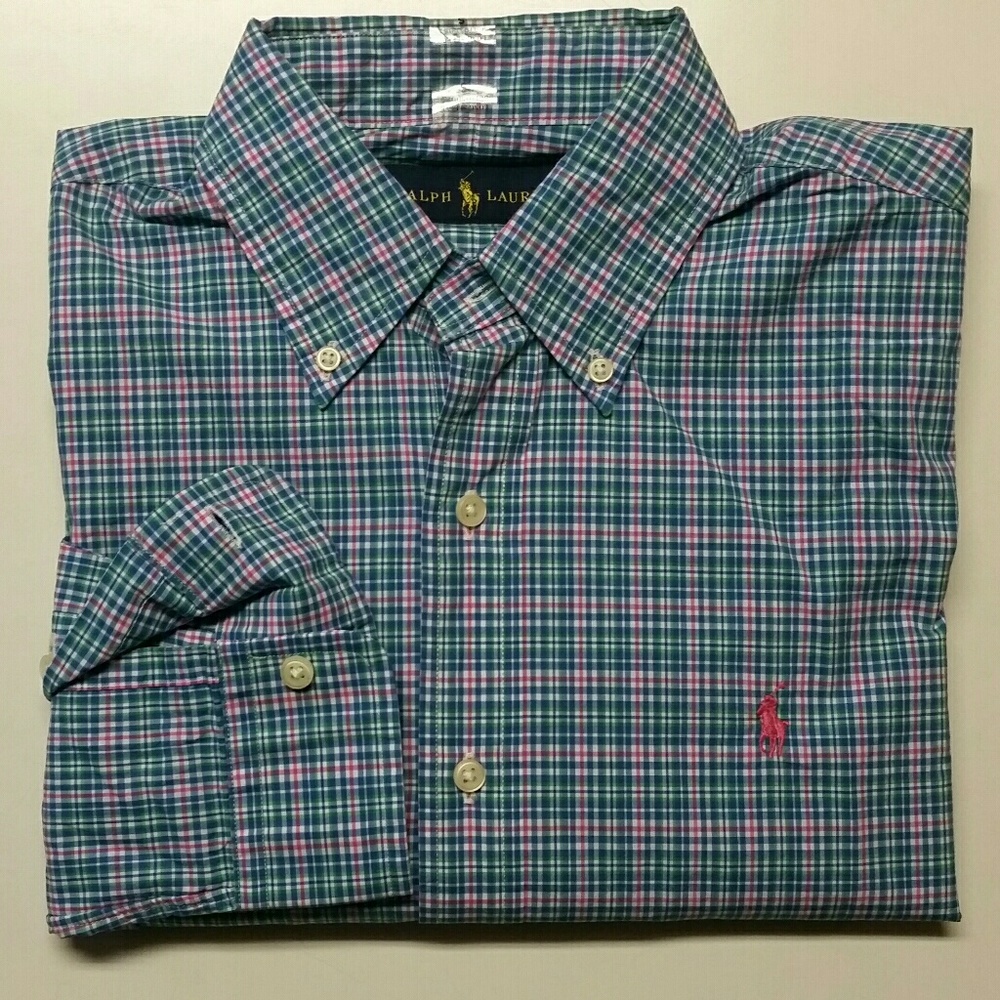 Men's Ralph Lauren Shirt Blue/Pink Size S